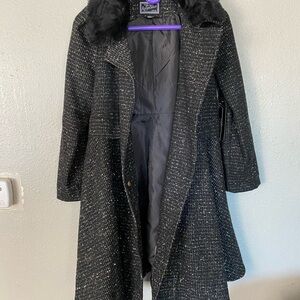 NWT Rothschild Black Tweed Pea Coat